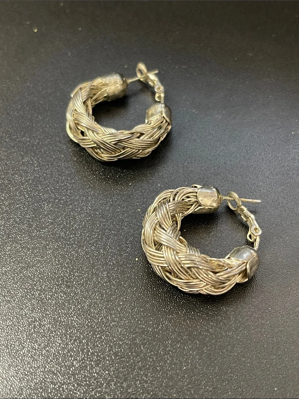 Braided Hoop Earrings in Silver Tone - Women Jewelry